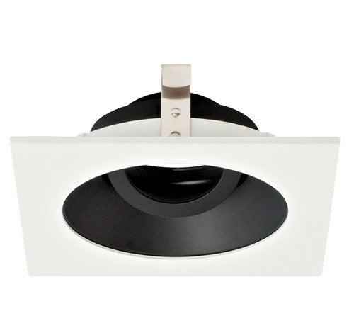 ELCO Lighting ELK4229B Pex 4 Inch Square Adjustable Gimbal die-cast trims with twist-&-lock system Black with White Ring Finish