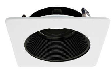 Elco Lighting ELK4293B LED Pex 4 Inch Square Adjustable Phenolic Baffle Trim For Koto Black Baffle with White Ring Finish