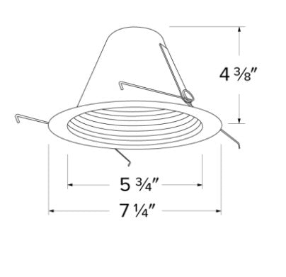 ELCO Lighting ELM305W 6 Inches Shallow Airtight Baffle with Torsion Springs Trim All White Finish