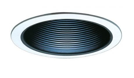 ELCO Lighting ELM30BOV 6 Inch Metal Step Baffle Trim Black With White Oversized Ring Finish