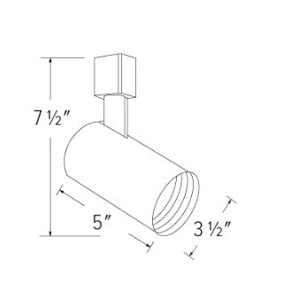 Elco Lighting ET634W 120V Line Voltage Flat Back Cylinder Track Fixture, White With Black Baffle Finish