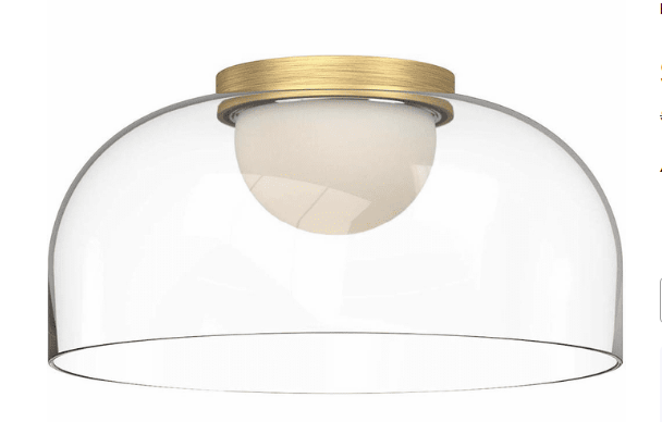Kuzco Lighting FM52512-BG/CL 12" Cedar Contemporary Modern LED Ceiling Light Fixture, Brushed Gold Finish