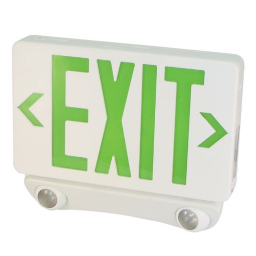 ELCO Lighting EE86HG LED Exit Sign and LED Emergency Light Combo Green Letters 120/277V | BuyRite Elect