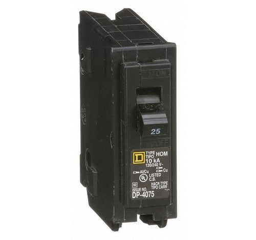 Square D HOM125 25 Amp Miniature Circuit Breakers One-Pole Plug-On Mount 10KA 120/240 VAC - BuyRite Electric