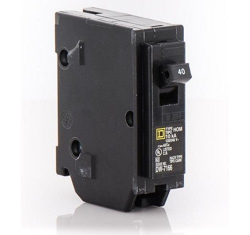 Square D HOM140 40 Amp Miniature Circuit Breakers One-Pole Plug-On Mount 10KA 120/240 VAC - BuyRite Electric
