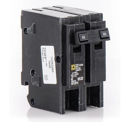 Square D HOM280 80 Amp Plug-On Two-Pole Circuit Breaker 10KA 120/240 VAC - BuyRite Electric