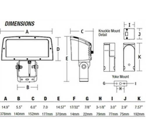 Hubbell Outdoor Lighting FLL-150-5K-U-K 150W Bronze Finish LED Yoke Mount Floodlight, 14665 Lumens,- BuyRite Electric