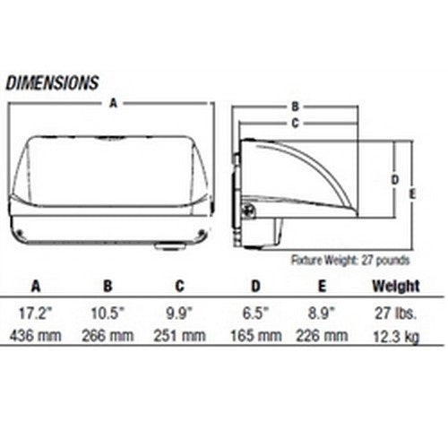 Hubbell Outdoor Lighting 150W Large Litepak Wallpack, 36 LEDs, 3000K, Type II Distribution- BuyRite Electric