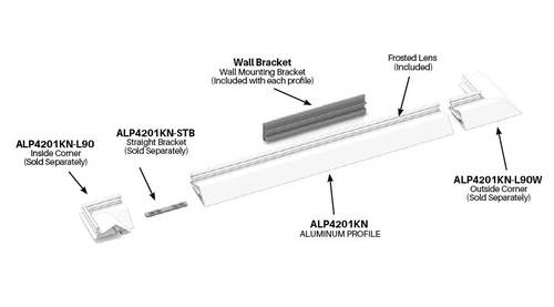 Core Lighting ALP4201KN-L90W Outside Corner for Knife-Edge Profile