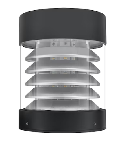 EnvisionLED LED-BLD-RD-5CCT-LV-FL-BL Bollard Head Round Louver Flat Top LED Outdoor Exterior Lighting, Selectable Color Temperature, Black Finish