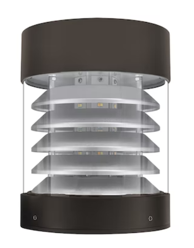 EnvisionLED LED-BLD-RD-5CCT-LV-FL-BZ Bollard Head Round Louver Flat Top LED Outdoor Exterior Lighting, Selectable Color Temperature, Bronze Finish