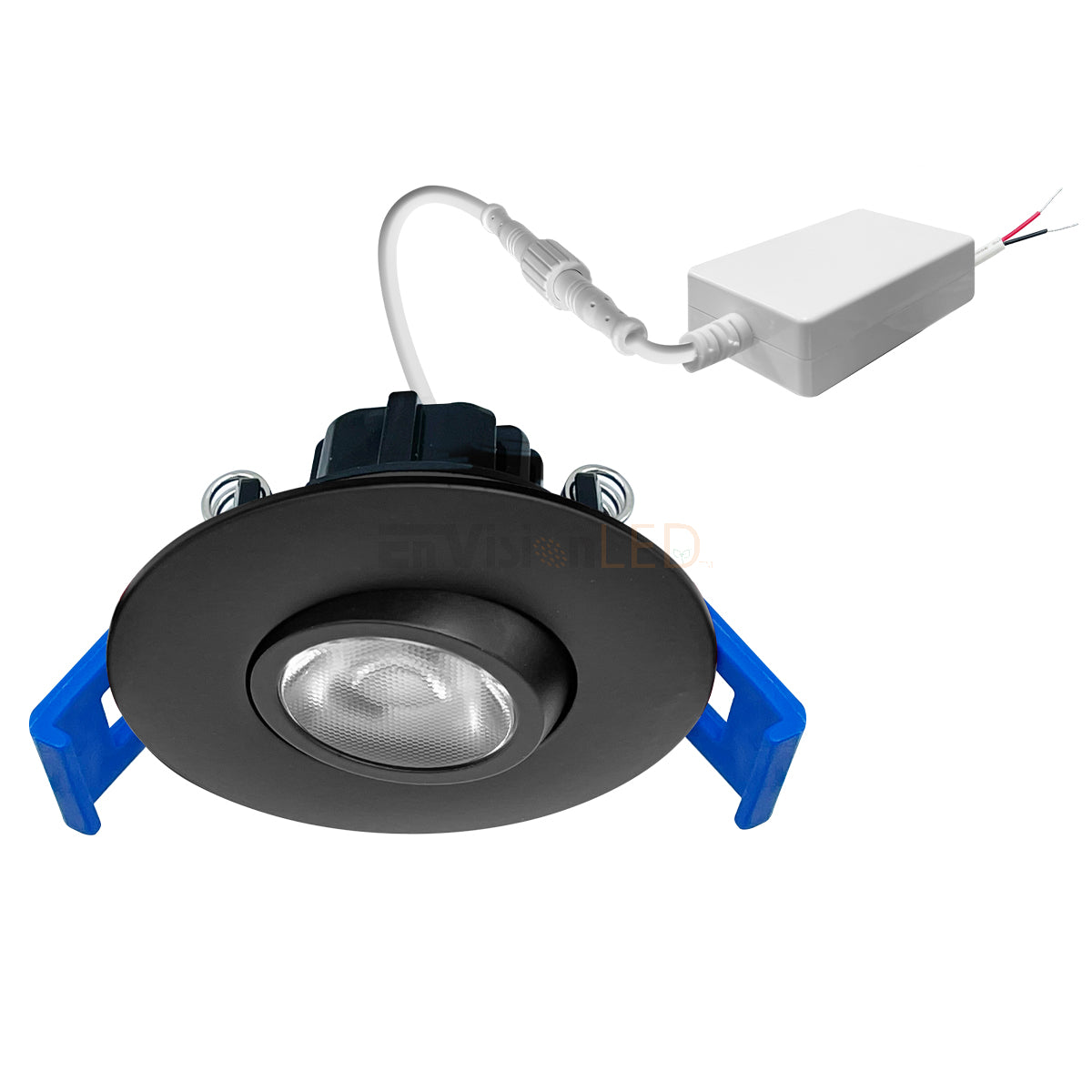 EnvisionLED LED-DLJBX-ADJ-2-5W-30K-BLK-12V LED 2 Inches Snaptrim Adjustable Downlight 12V Version Black Finish