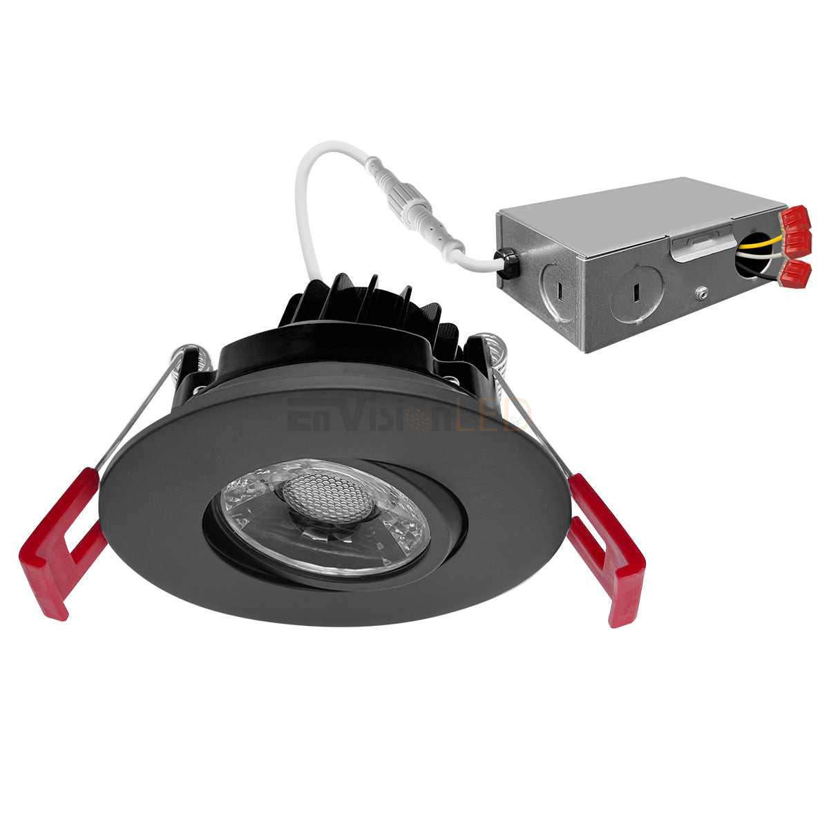 EnvisionLED LED-DLJBX-ADJ-3-8W-5CCT-BLK-R LED 3 Inches Snaptrim Adjustable Downlight 5CCT Selectable 8W Black Finish