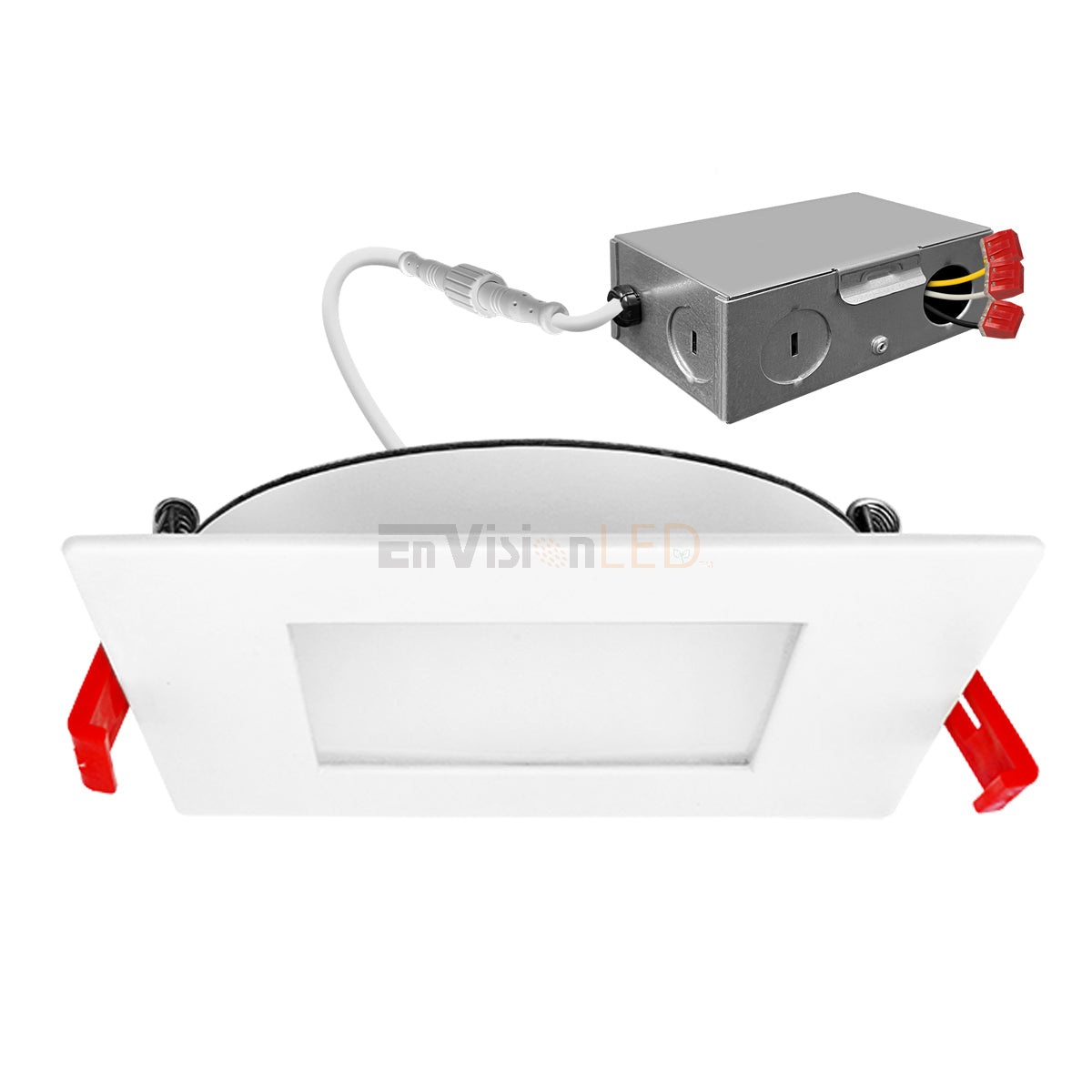 EnvisionLED LED-SLPNL-6SQ-14W-TRI-0/10V LED 6 Inch 14W J-Box SnapTrim Square Panel Downlight 0-10V CCT Selectable