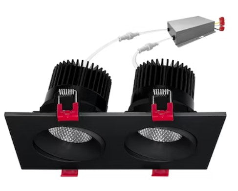EnvisionLED LED-SQM2-4-30W-5CCT-BLK LED 4 Inches Size, Multiple Double Head Downlight / Wattage + 5CCT Selectable, Black Finish