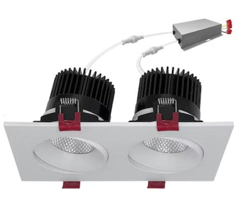 EnvisionLED LED-SQM2-4-30W-5CCT-WH LED 4 Inches Size, Multiple Double Head Downlight / Wattage + 5CCT Selectable, White Finish