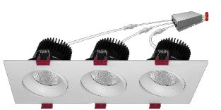 EnvisionLED LED-SQM3-4-45W-5CCT-WH LED 4 Inches Size, Multiple Triple Head Downlight / Wattage + 5CCT Selectable, White Finish