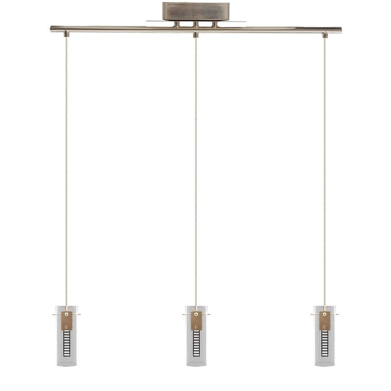 Westgate LCFH-3LS-MCT5 36W 5CCT Integrated Triple with Straight Bar LED Hologram Pendent Light Brushed Nickel Finish