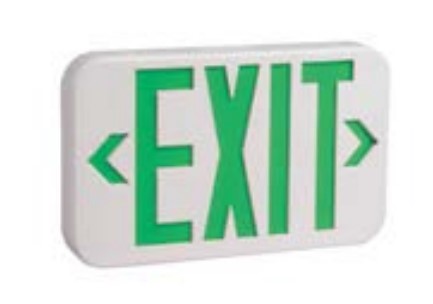 Thermoplastic LED Exit Sign, Single/Double Face, Green Letters