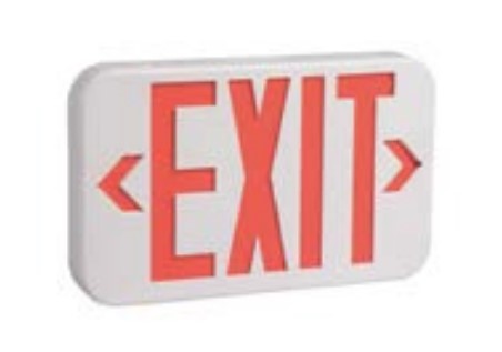 Thermoplastic LED Exit Sign, Single/Double Face, Red Letters