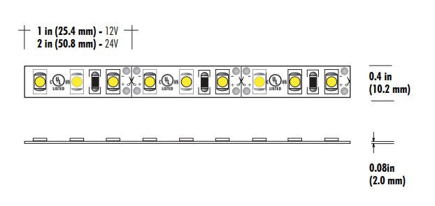 Core Lighting LSM30-40K-100FT-24V-HC90 3.0W Indoor Flexible LED Strip Color Temperature 4000K length 100FT Voltage 24V