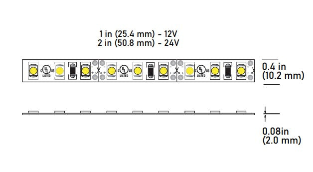 Core Lighting LSM30-40K-16FT-24V-HC90 3.0W Indoor Flexible LED Strip Color Temperature 4000K length 16FT Voltage 24V
