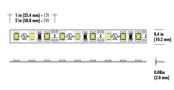 Core Lighting LSM30-50K-16FT-12V-HC90 3.0W Indoor Flexible LED Strip Color Temperature 5000K length 16FT Voltage 12V