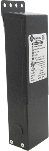 EMCOD ML20S12AC Class 2 20W Magnetic LED AC Driver Outdoor Phase Cut Dimmable, Black Powder Coated Steel Enclosure
