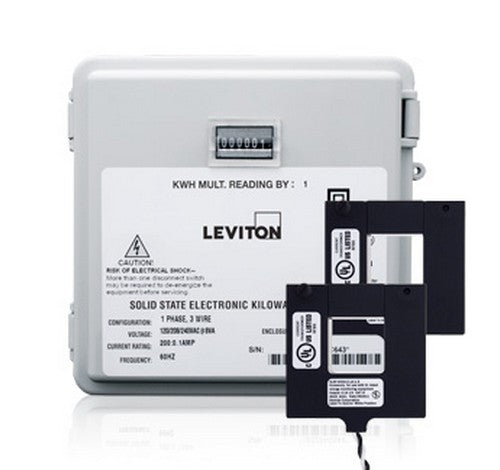 Leviton MO240-2W Mini Meter Kit Outdoor Surface Mount Mechanical Counter 1P/3W 200A w/2 Split Core CTs 120 ~ 240V - BuyRite Electric