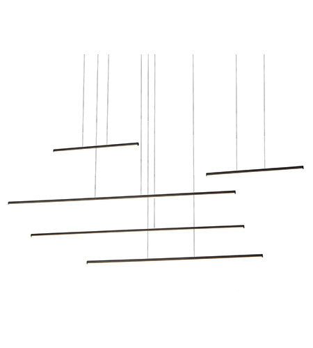 Kuzco Lighting MP14960-BK LED Chute Motion Pendant in black with linear aluminum rods and silicone diffusers.
