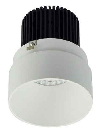 Nora Lighting NIO-2RTLNDC27QMPW 2 Inch Iolite LED Round Trimless Downlight, 10-Degree Optic, 850lm / 12W, 2700K, Matte Powder White Finish
