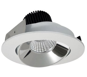 Nora Lighting NIO-4RC27QCMPW 4 Inch Iolite LED Round Adjustable Cone Reflector, 10-Degree Optic, 850lm / 12W, 2700K, Specular Clear Reflector / White Flange