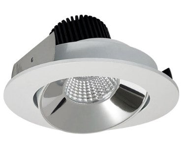 Nora Lighting NIO-4RC27XCMPW/10 4 Inch Iolite LED Round Adjustable Cone Reflector, 1000lm / 14W, 2700K, Specular Clear Reflector / White Flange