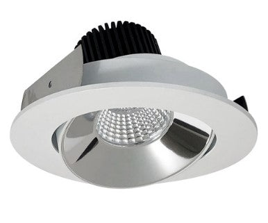 Nora Lighting NIO-4RC30XCMPW/10 4 Inch Iolite LED Round Adjustable Cone Reflector, 1000lm / 14W, 3000K, Specular Clear Reflector / Matte Powder White Flange