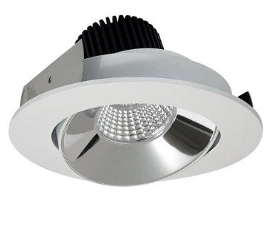 Nora Lighting NIO-4RC35XCMPW/10 4 Inch Iolite LED Round Adjustable Cone Reflector, 1000lm / 14W, 3500K, Specular Clear Reflector / Matte Powder White Flange