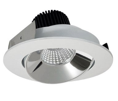 Nora Lighting NIO-4RC50XCMPW/10 4 Inch Iolite LED Round Adjustable Cone Reflector, 1000lm / 14W, 5000K, Specular Clear Reflector / Matte Powder White Flange