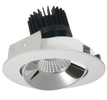 Nora Lighting NIO-4RC50XCMPW/HL 4 Inch Iolite LED Round Adjustable Cone Reflector, 1500lm/2000lm/2500lm (varies by housing), 5000K, Specular Clear Reflector / Matte Powder White Flange