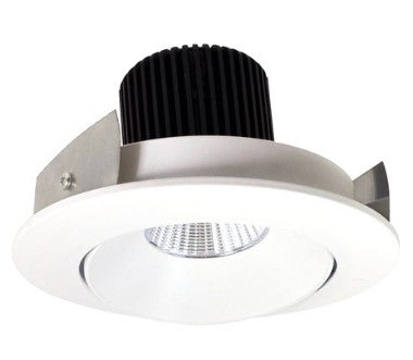 Nora Lighting NIO-4RCCDXCMPW 4 Inch Iolite LED Round Adjustable Cone Reflector, 800lm / 14W, Comfort Dim, Specular Clear Reflector / Matte Powder White Flange