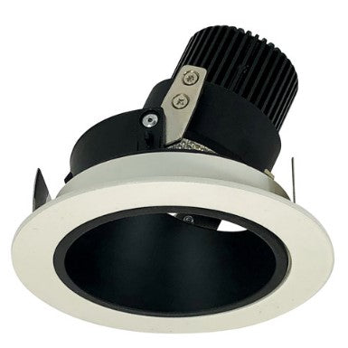 Nora Lighting NIO-4RD30QBW 4 Inch Iolite LED Round Adjustable Deep Reflector, 10-Degree Optic, 850lm / 12W, 3000K, Black Reflector / White Flange