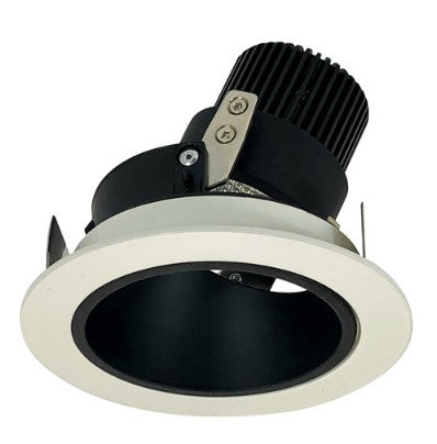 Nora Lighting NIO-4RD40QBW 4 Inch Iolite LED Round Adjustable Deep Reflector, 10-Degree Optic, 850lm / 12W, 4000K, Black Reflector / White Flange