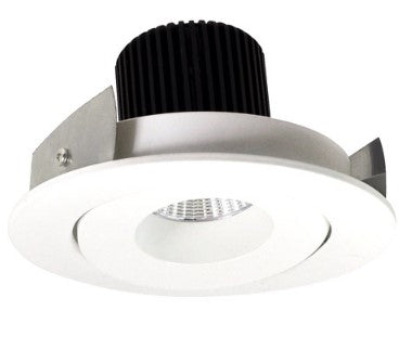 Nora Lighting NIO-4RG27QMPW 4 Inch Iolite LED Round Adjustable Gimbal, 10-Degree Optic, 850lm / 12W, 2700K, Matte Powder White Finish