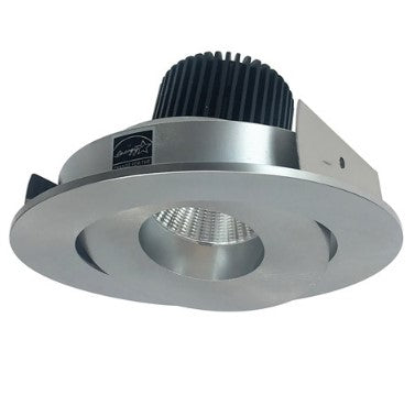 Nora Lighting NIO-4RG27QNN 4 Inch Iolite LED Round Adjustable Gimbal, 10-Degree Optic, 850lm / 12W, 2700K, Natural Metal Finish