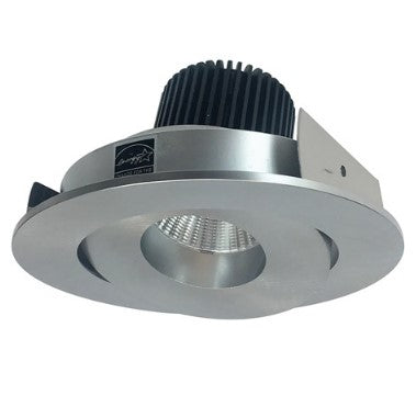 Nora Lighting NIO-4RG30QNN 4 Inch Iolite LED Round Adjustable Gimbal, 10-Degree Optic, 850lm / 12W, 3000K, Natural Metal Finish