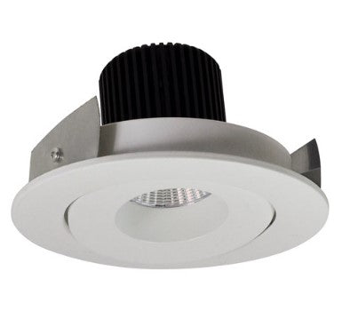 Nora Lighting NIO-4RG30QWW 4 Inch Iolite LED Round Adjustable Gimbal, 10-Degree Optic, 850lm / 12W, 3000K, White Finish