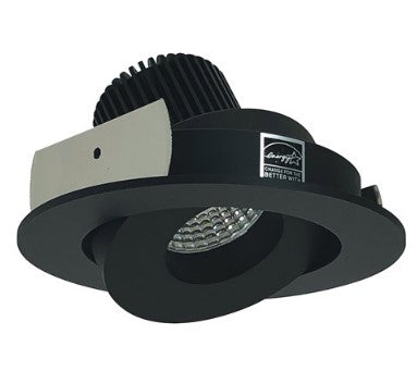 Nora Lighting NIO-4RG35QBB 4 Inch Iolite LED Round Adjustable Gimbal, 10-Degree Optic, 850lm / 12W, 3500K, Black Finish