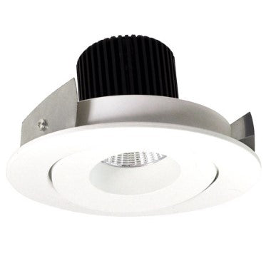 Nora Lighting NIO-4RG35QMPW 4 Inch Iolite LED Round Adjustable Gimbal, 10-Degree Optic, 850lm / 12W, 3500K, Matte Powder White Finish