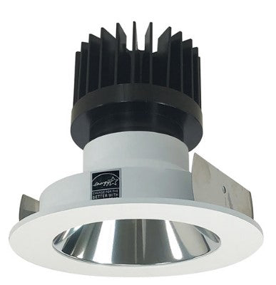 Nora Lighting NIO-4RNDC27XCMPW/HL 4 Inch Iolite LED Round Reflector, 1500lm/2000lm/2500lm (varies by housing), 2700K, Specular Clear Reflector / Matte Powder White Flange