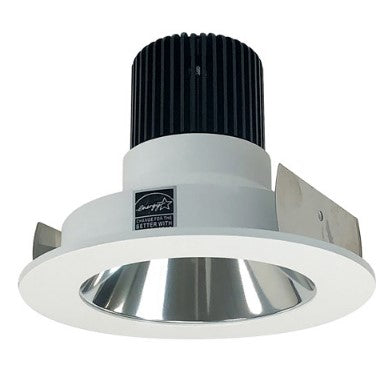 Nora Lighting NIO-4RNDC30QCMPW 4 Inch Iolite LED Round Reflector, 10-Degree Optic, 850lm / 12W, 3000K, Specular Clear Reflector / Matte Powder White Flange