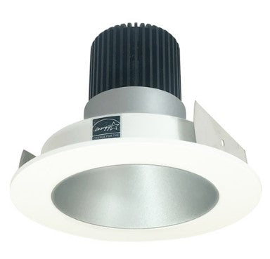Nora Lighting NIO-4RNDC30QHZMPW 4 Inch Iolite LED Round Reflector, 10-Degree Optic, 850lm / 12W, 3000K, Haze Reflector / Matte Powder White Flange