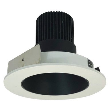 Nora Lighting NIO-4RNDC40QBW 4 Inch Iolite LED Round Reflector, 10-Degree Optic, 850lm / 12W, 4000K, Black Reflector / White Flange